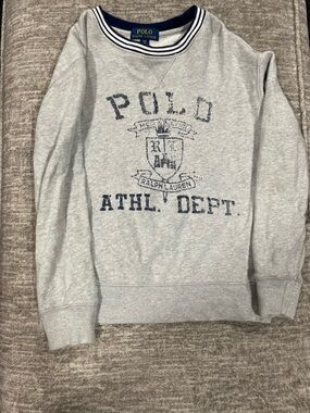 Polo by Ralph Lauren Light Gray Crewneck Sweatshirt with Navy Accents